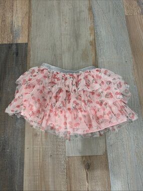 Start Up Kids Girls Pink Cherry Print Tulle Skirt 4T Casual Summer Party